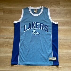 Vintage 2000s Majestic NBA Hardwood Classics Lakers Light Blue Jersey XL